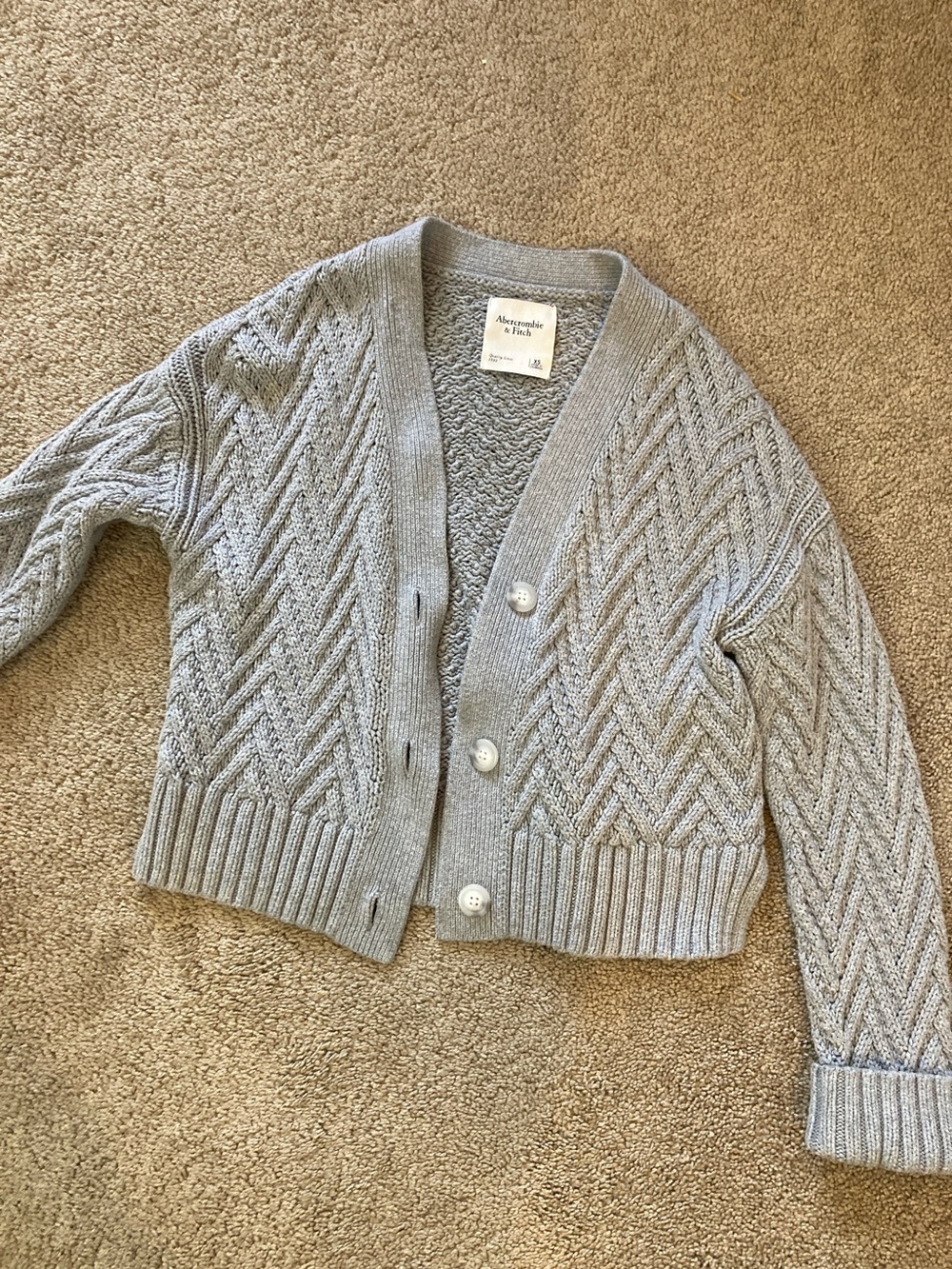 Abercrombie & Fitch Heather Gray Cable Cardigan
